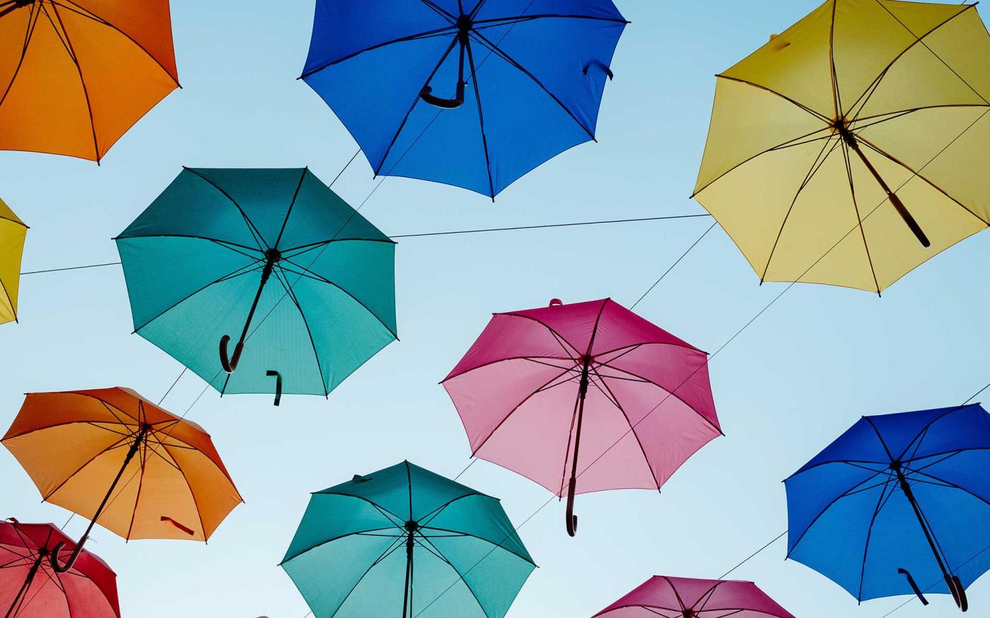Colourful umbrellas.